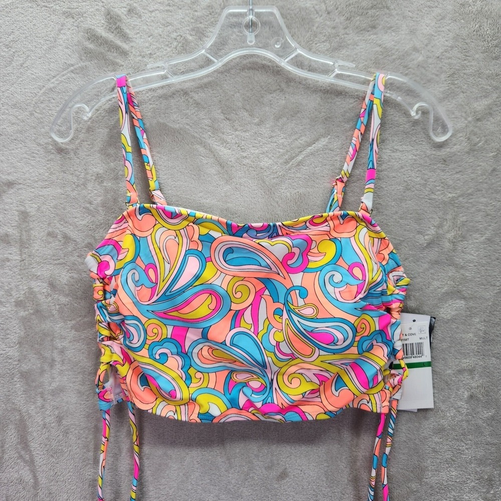 Salt + Cove Swim Top Womens Size M‎ Bright Swirl Adjustable Straps Padded Retro